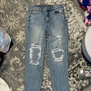 American Eagle Distressed Blue Mom Jeans